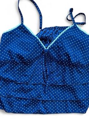Navy Blue Polka Dot babydoll  Top - Kids Swim